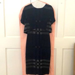 SPORTMAX Navy /Black Plaid cape-like Dress- S-NWT.